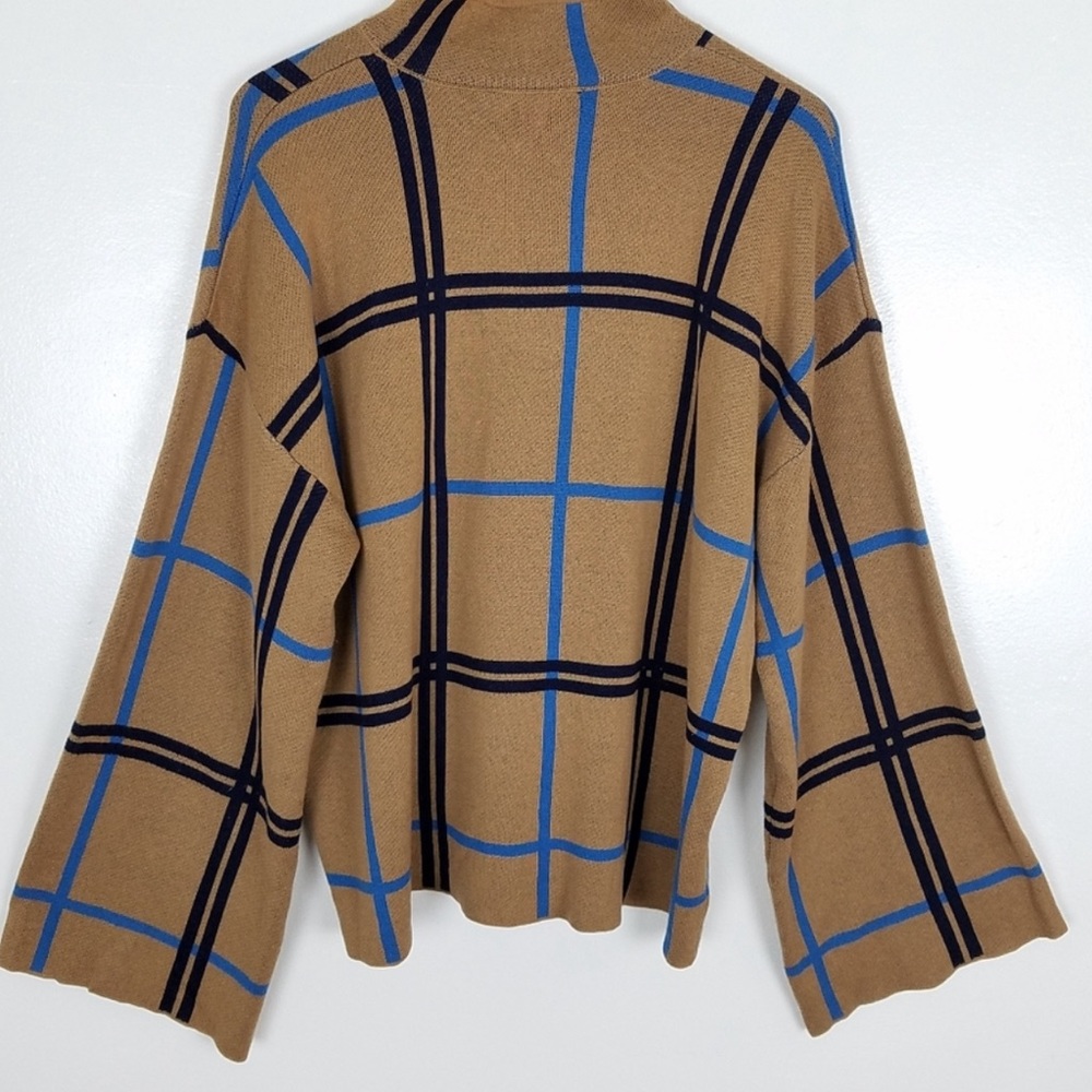 ELOQUII windowpane sweater flare sleeve top